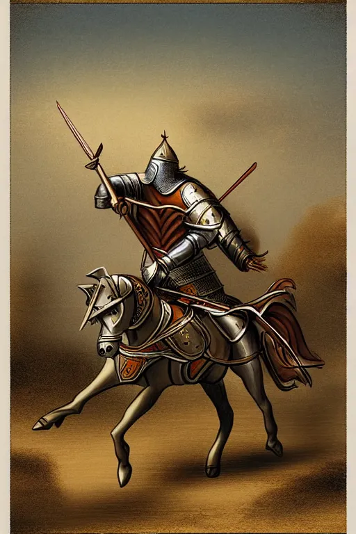 Prompt: a knight riding a horse - chariot by chris mcgrath and greg rutowski, muted colors, detailed