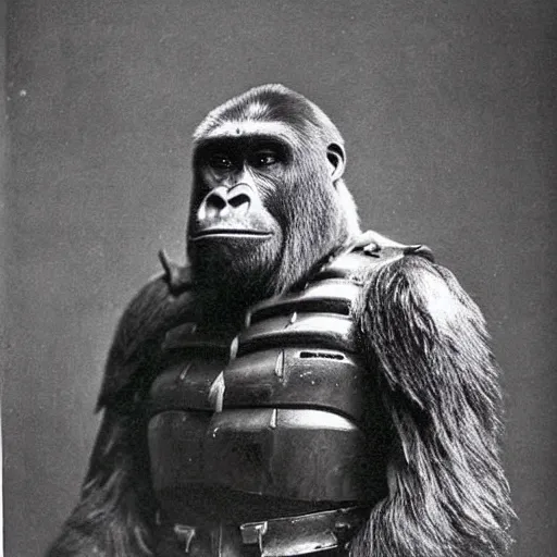 Prompt: “gorilla in full samurai armour, 1900’s photo”