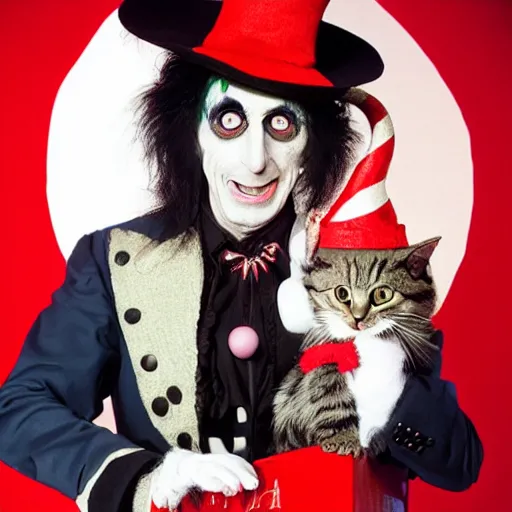 Image similar to alice cooper as cat in the hat