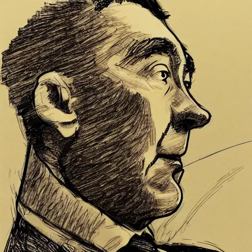 Image similar to a realistic yet scraggly portrait sketch of the side profile of a stern and sophisticated pee wee herman, trending on artstation, intricate details, in the style of frank auerbach, in the style of sergio aragones, in the style of martin ansin, in the style of david aja, in the style of mattias adolfsson