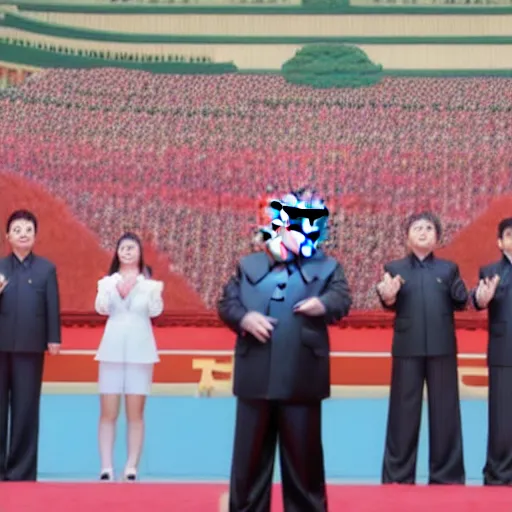 Image similar to kim jong un as k - pop idol dancing on the stage