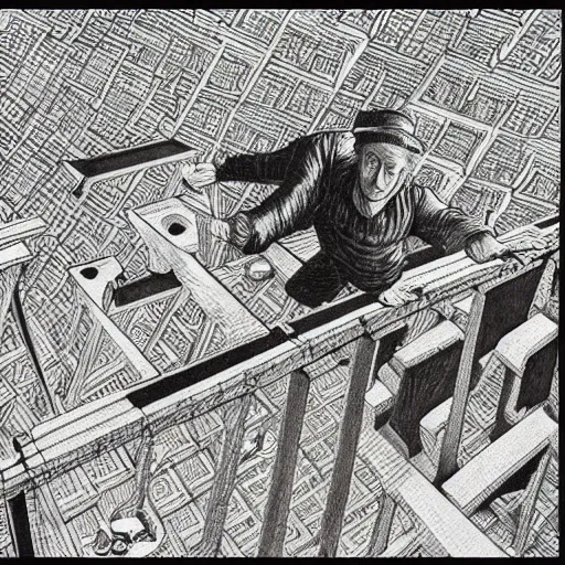 Prompt: the largest prime, mashup between mc escher and vincent van gogh