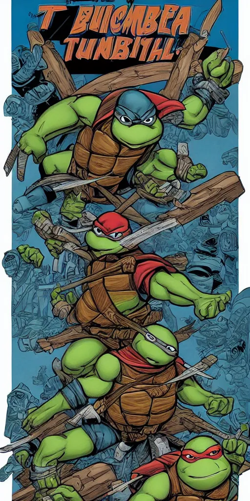 Prompt: Teenage mutant ninja turtle comic book cover illustration by brom