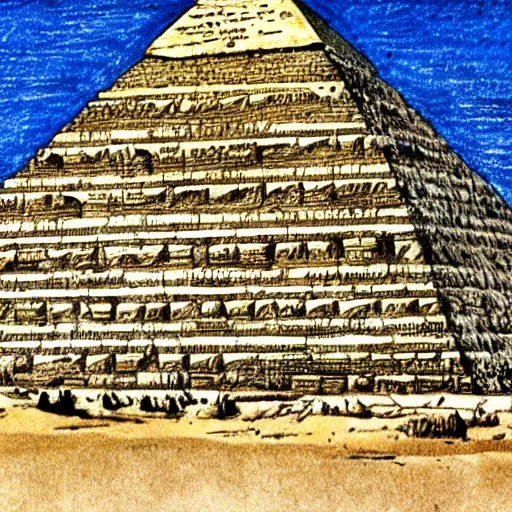 Prompt: drawing depicting how the ancient Egyptian pyramid was built