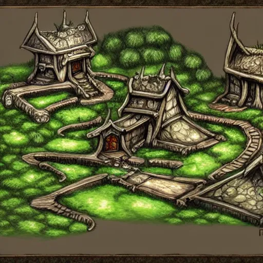 Image similar to elven town in forest, d & d, concept art