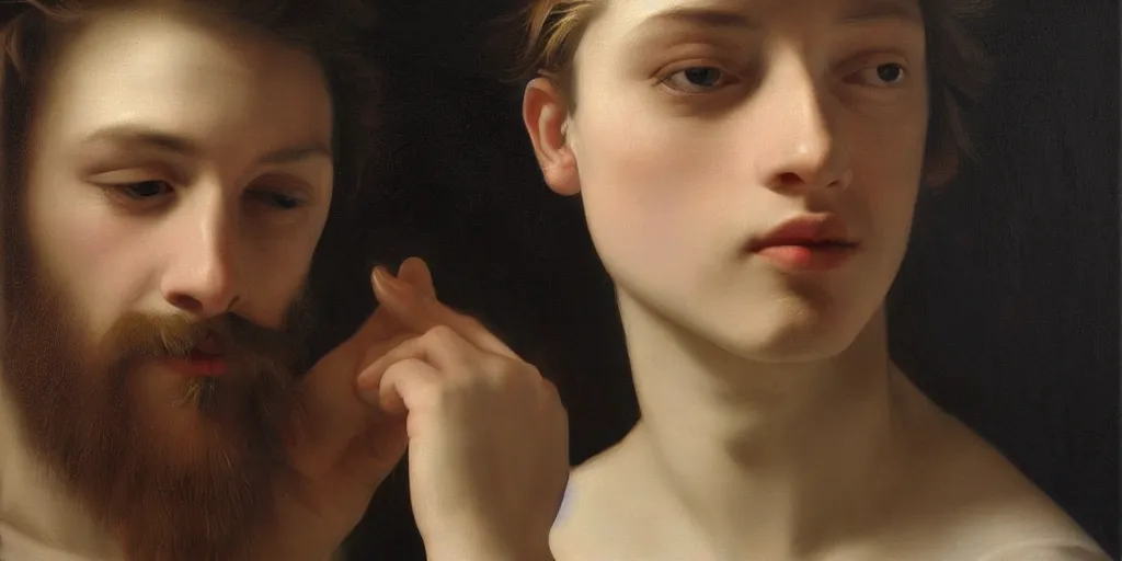 Image similar to beautiful oil matte portrait painting, man eyeing a flower petal, close up, bokeh, wonderful masterpiece highly detailed, beautiful cinematic light deep focus, elegant, digital painting, smooth, sharp focus, golden ratio, dramatic illumination, ultra realistic, 8 k, art by artemisia lomi gentileschi and caravaggio