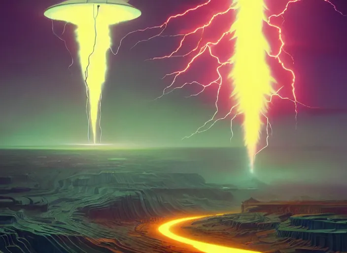 Image similar to a luminescent lightning storm by paolo eleuteri serpieri and tomer hanuka and chesley bonestell and daniel merriam and tomokazu matsuyama, unreal engine, high resolution render, featured on artstation, octane, 8 k, highly intricate details, vivid colors, vector illustration