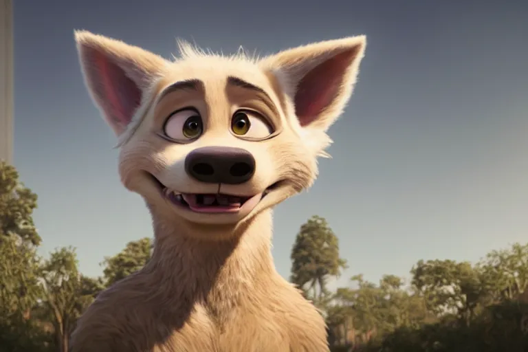 Image similar to a film still from zootopia main character portrait anthro anthropomorphic albino german shepard head animal person fursona pixar and disney animation, sharp, rendered in unreal engine 5, anime key art by greg rutkowski, bloom, dramatic lighting