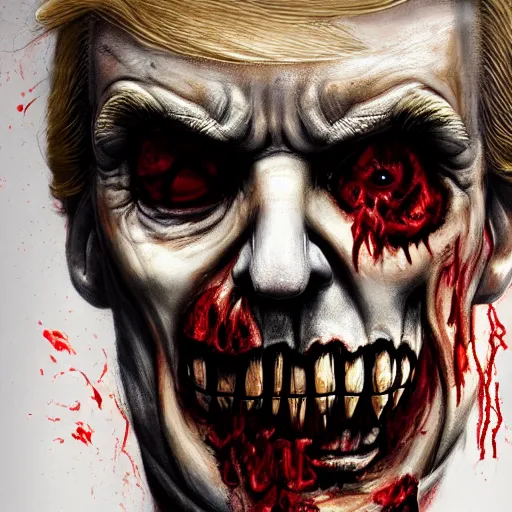 Image similar to portrait of donald trump as a zombie looking to the side, 7 days to die zombie, concept art, fine art, award winning, subtle colors, intricate, elegant, sharp focus, cinematic lighting, digital painting, 8 k concept art, art by michael hussar, art by brom, art by z. w. gu, 8 k