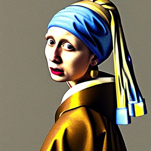 Prompt: Hitler as the Girl with a Pearl Earring Painting by Johannes Vermeer, octane render, ethereal lighting, smooth, sharp focus