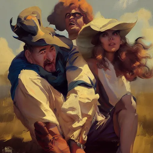 Image similar to greg manchess portrait comical faces of peole falling on the ground, organic painting, sunny day, matte painting, bold shapes, hard edges, street art, trending on artstation, by huang guangjian, gil elvgren, ruan jia, randy vargas, greg rutkowski