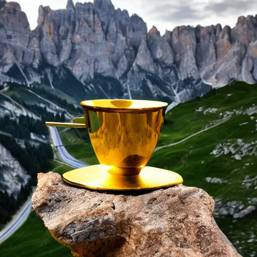 Prompt: the golden cup of dolomites