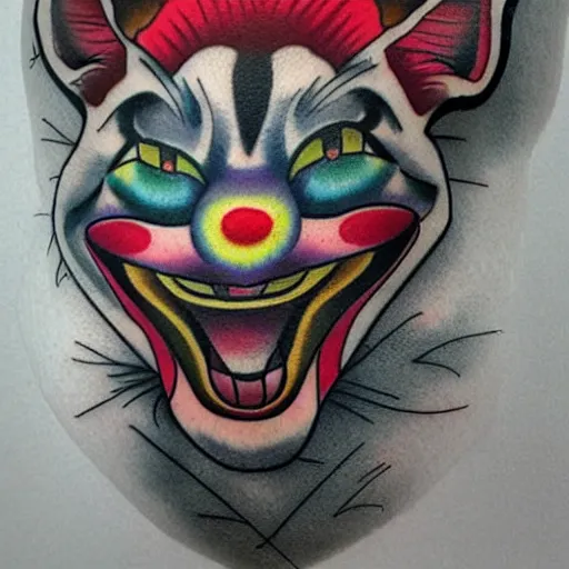 Image similar to clown cat tattoo design