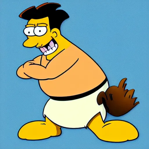 Prompt: cartoon image of Fred Flintstone in the style of The Simpsons, highly detailed, very accurate