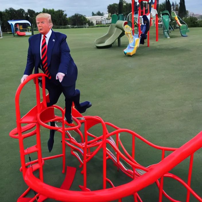 Prompt: donald trump playing in playground, detailed sharp photo