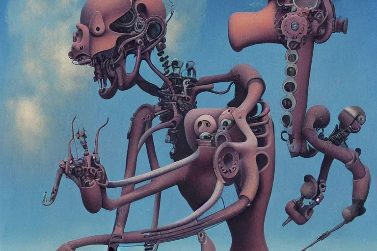 Image similar to A painting of half mechanical Disney characters by Zdzisław Beksiński