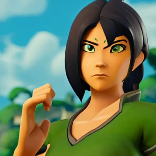 Image similar to toph beifong in fortnite, character render, full body shot, highly detailed, in game render