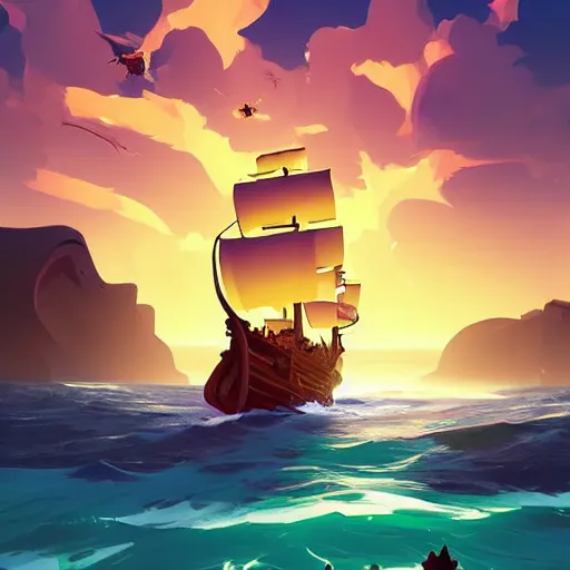 Image similar to painting treasure on sea of thieves game smooth median photoshop filter cutout vector, behance hd by jesper ejsing, by rhads, makoto shinkai and lois van baarle, ilya kuvshinov, rossdraws global illumination