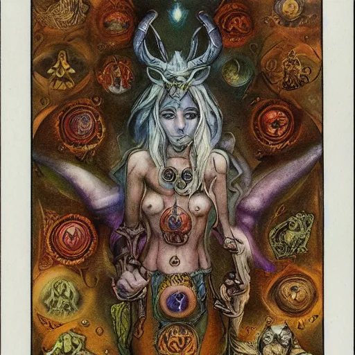 Image similar to aries zodiac artwork, mystic tarot style, detailed, 8 k, symmetrical, by brian froud