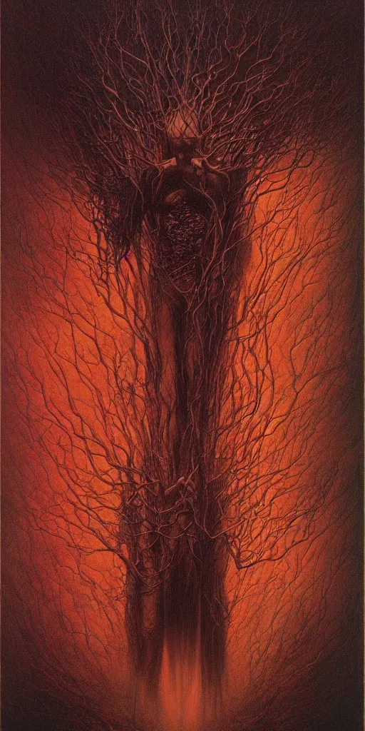 Prompt: an amazing masterpiece of art by gerald brom, Zdzisław Beksiński, dark darkness deep down