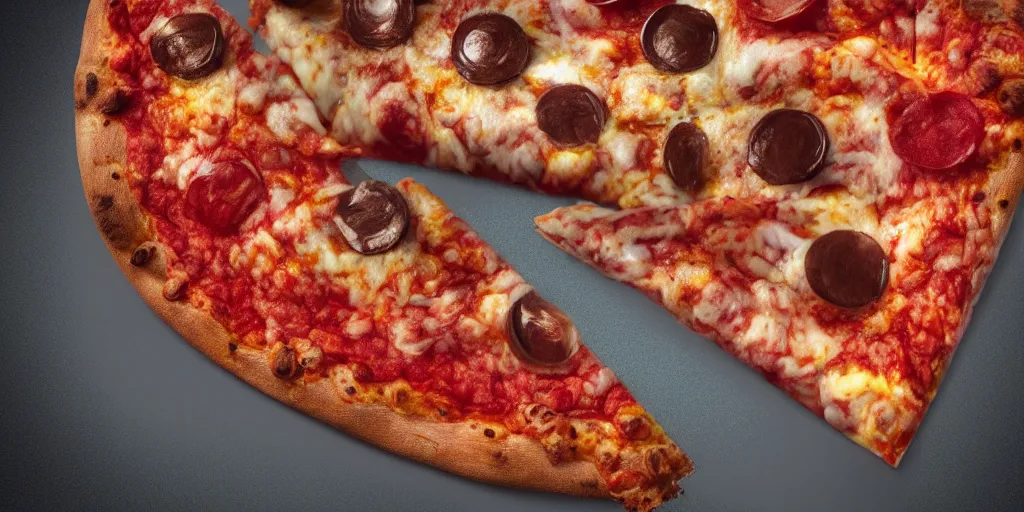 Prompt: an illustration of a slice of pizza, 3 d, photographic filter, unreal engine 5, realistic, hyperdetailed, 8 k, cinematic, volumetric lighting, very realistic effect, hd, hdr, 4 k, sharp focus, octane render, ultra detailed, high resolution, trending on artstation in the style of albert dros glowing rich colors powerful imagery