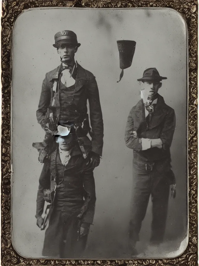 Image similar to Waluigi civil war era photograph, tintype photo, daguerreotype, ultra realistic, 8k, journalistic photography, black and white