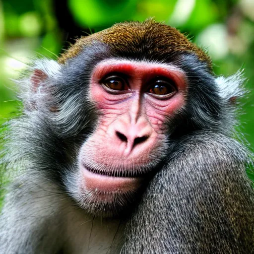 Image similar to monkeys with human faces in the jungle