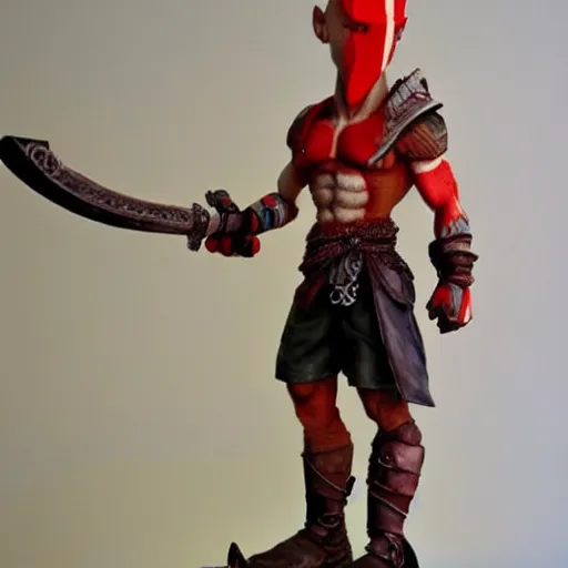 Prompt: Cute sculpture of full body Kratos,