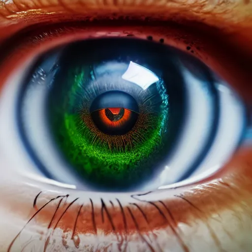 Image similar to macro photo of eye with the earth inside pupil, photorealistic, stock, octane render, cinema 4 d, macro photography