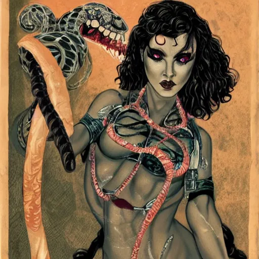 Image similar to beautiful grindhouse women, their hands are replaced by cameras, rahu eyes, snake skin, 2 1 0 mm, varying art styles, clarity