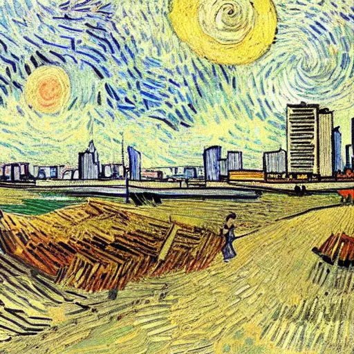 Prompt: van gogh sketch of downtown miami