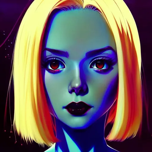 Image similar to a beautiful slim shy blonde goth girl ignores you, art by ilya kuvshinov and lois van baarle and ross tran and range murata and artgerm and andy warhol, norman rockwell, digital art, highly detailed, profile picture, intricate, sharp focus, mystical trending on artstation hq, deviantart, pinterest, unreal engine 5, 4 k uhd image