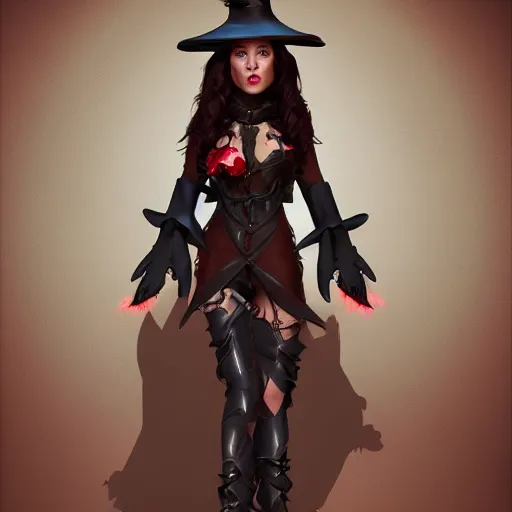 Image similar to full body portrait concept art of brooke monke from tiktok as a witch from dungeons and dragons, beautiful skin, hd, 8 k, illustration, trending on art station, unreal engine 5 render, professional art, hot clothes