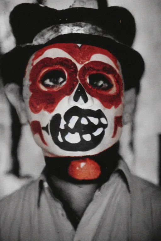 Prompt: 35mm photo of Mario in a day of the dead mask