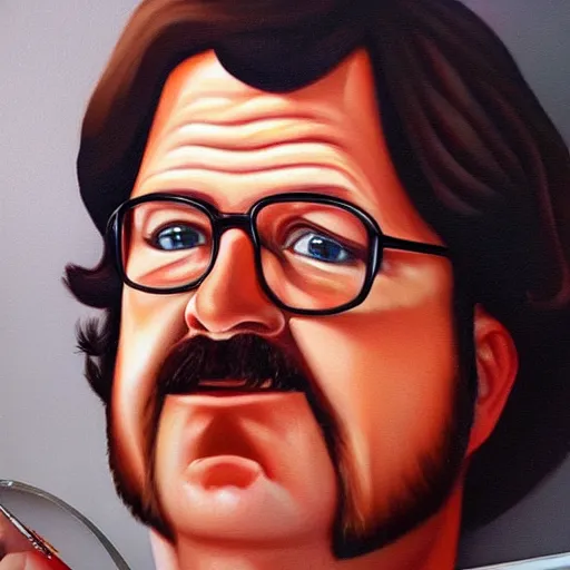 Image similar to Gene Belcher from Bobs Burguer hyperrealistic painting detailed