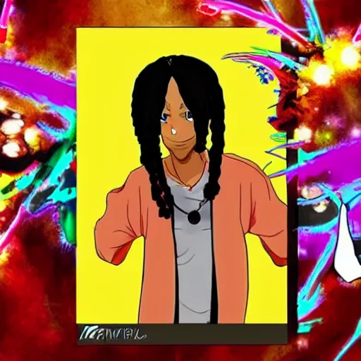 Prompt: Snoop dog is an anime protagonist
