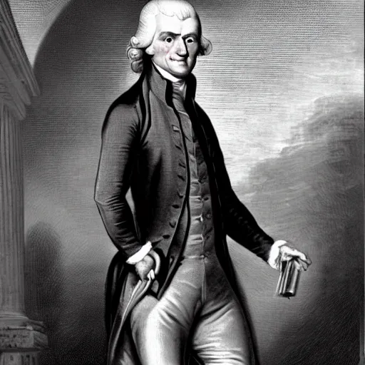 Prompt: a portrait of an incrediblely muscular, and sexy, thomas jefferson