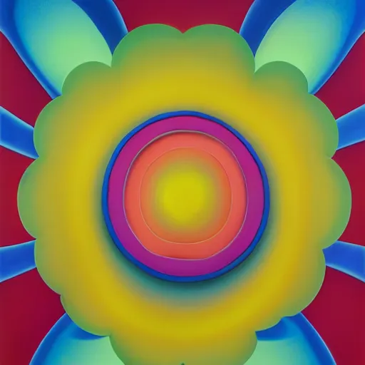 Image similar to flat flower by shusei nagaoka, kaws, david rudnick, airbrush on canvas, pastell colours, cell shaded, 8 k, gediminas pranckevicius