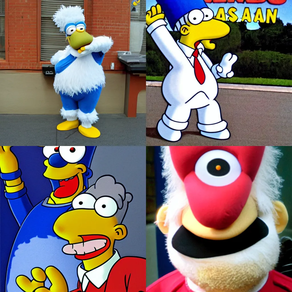 Prompt: homer simpson as sam eagle from the muppets