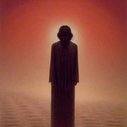 Image similar to Timothée Chalamet. Zdzisław Beksiński