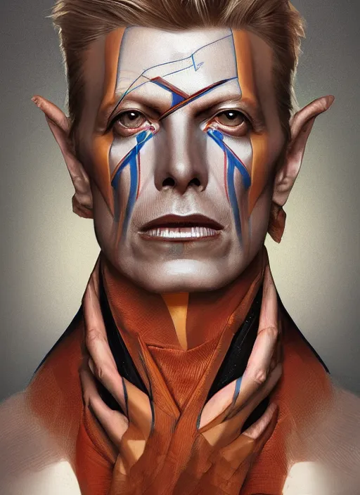 Prompt: symmetry!! david bowie, male, machine parts embedded into face, intricate, elegant, highly detailed, digital painting, artstation, concept art, smooth, sharp focus, illustration, art by artgerm and greg rutkowski and alphonse mucha, 8 k