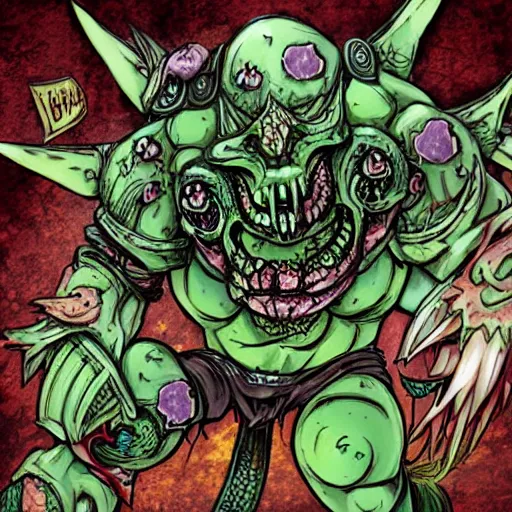 Image similar to chaos nurgle, anime art style, illustration