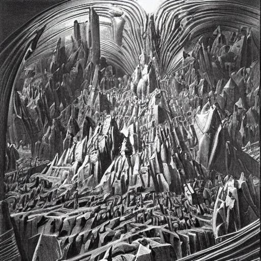 Image similar to hell citadel by Szukalski