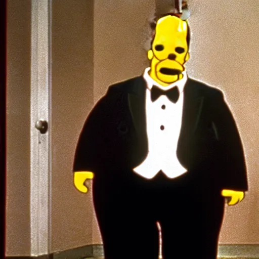 Prompt: A still of Homer Simpson in The Godfather (1972)