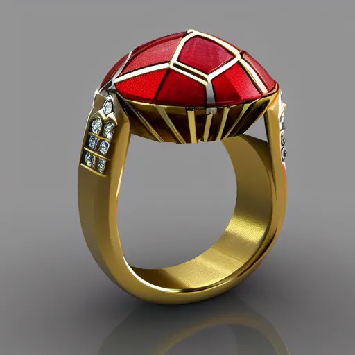 Prompt: SL Benfica championship ring, diamonds, rubys, smooth lighthing, ultradetailed, 4k, trending on artstation, devianart and cgsociety, concept art