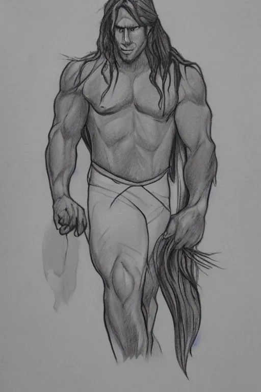 Image similar to disney's tarzan, solo portrait, ✏🖼