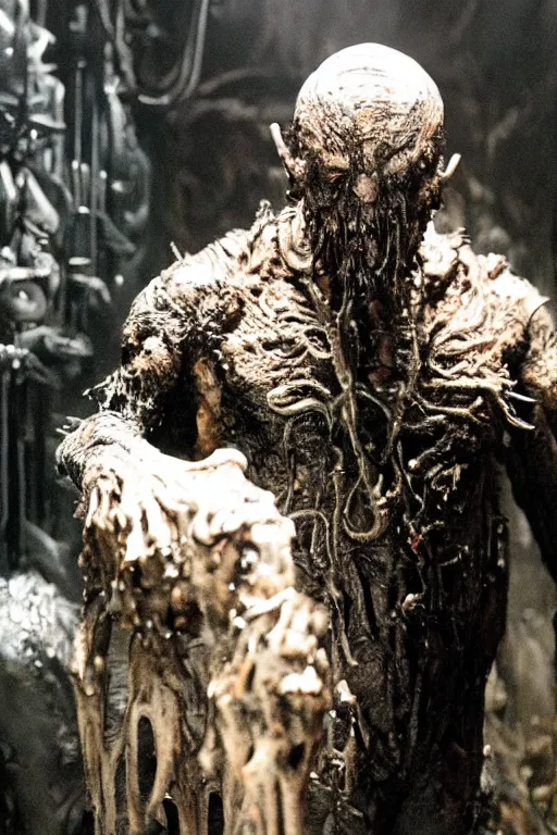 Image similar to rupert murdoch as a filthy underground creature, photorealistic, cinematic lighting, highly detailed, very intricate, by guillermo del toro and hr giger