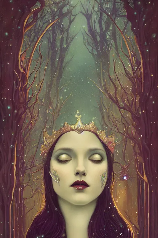 Image similar to jeweled Crown, other worldly, fairy winter court, art nouveau, by Anato Finnstark, Tom Bagshaw, Brom