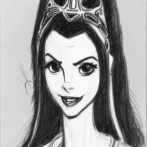 Image similar to milt kahl sketch of victoria justice as princess padme from star wars episode 3