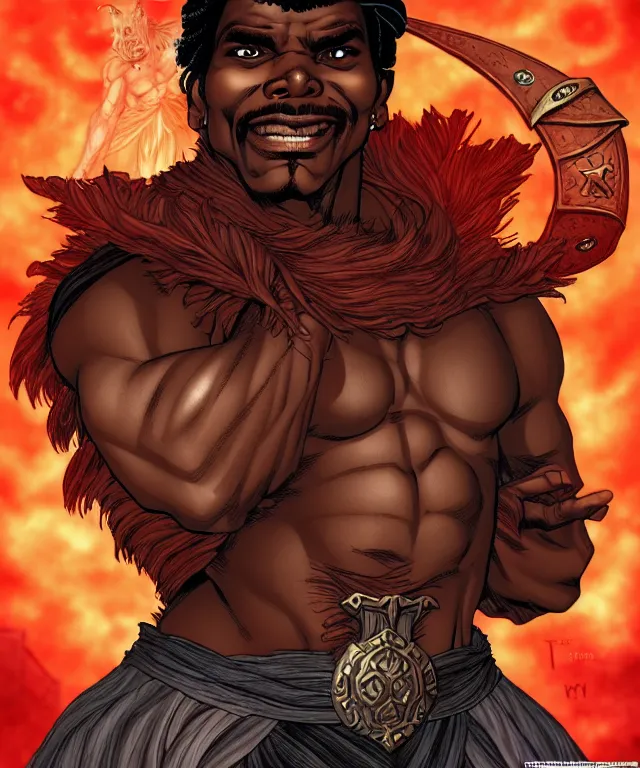 Image similar to a ( fantasy comic ) ( cover art ) portrait of ( keith david 1 9 8 8 ) as a warrior monk, digital illustration by ken taylor and sana takeda and kentaro miura, fine inking lines, vivid colors, dnd, photorealistic, hd, 4 k, trending on artstation